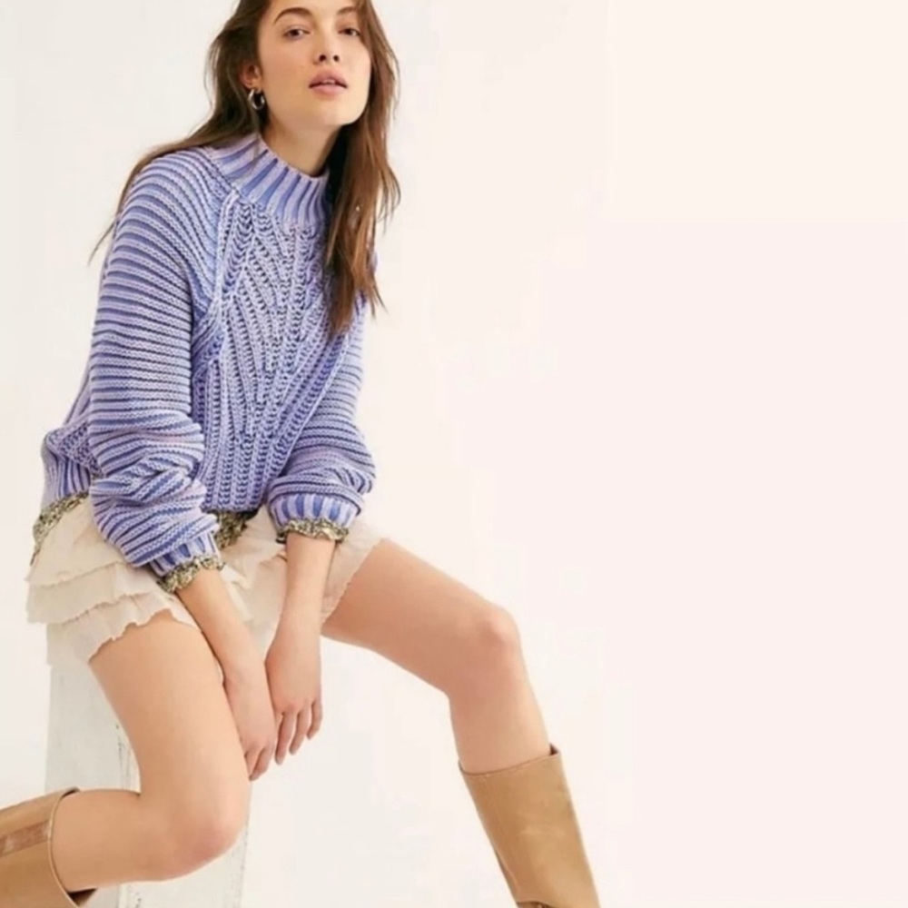 Free People Sweetheart sweater in blue egret medium